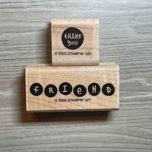 Stampin' Up! Vintage Friend & Thank You Rubber Stamps - 2 Pieces